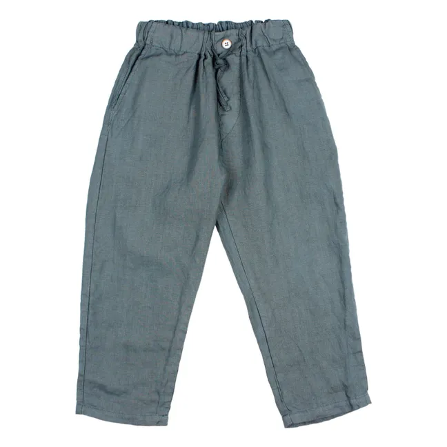 Pantalon Uni Lin | Bleu canard