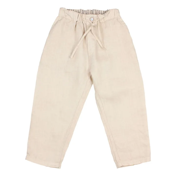 Pantalon Uni Lin | Sable- Image produit n°0