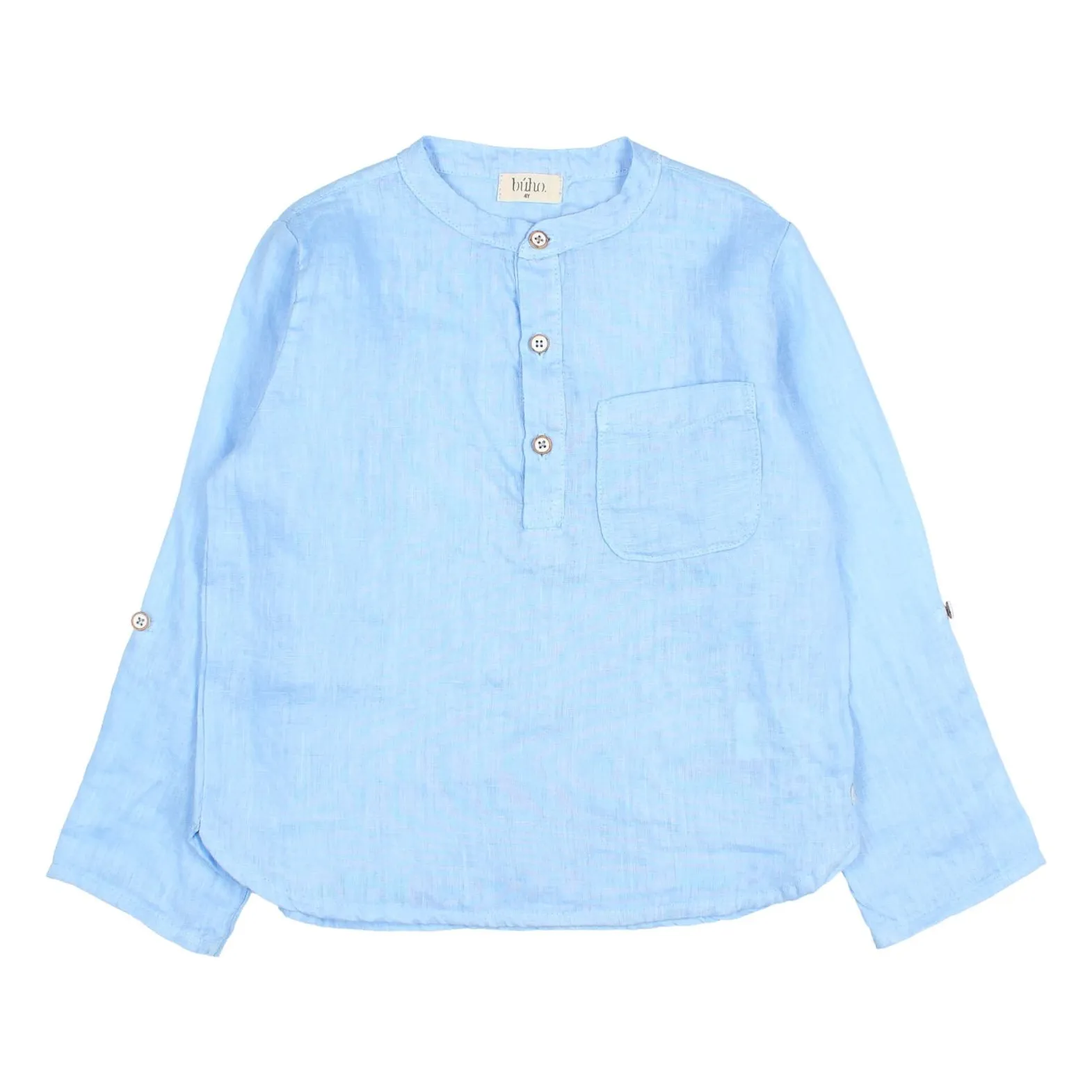 Búho - Chemise Lin à Manches Longues - Bleu Ciel - 3 ans