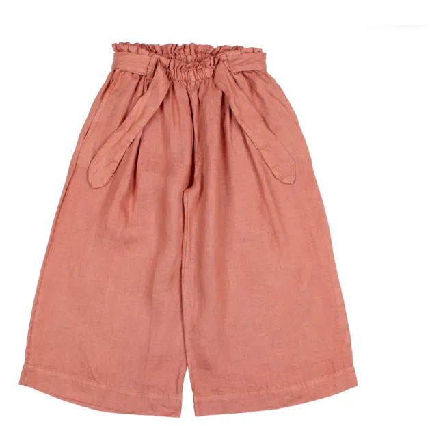 Pantalones de lino Girly | Rosa Viejo