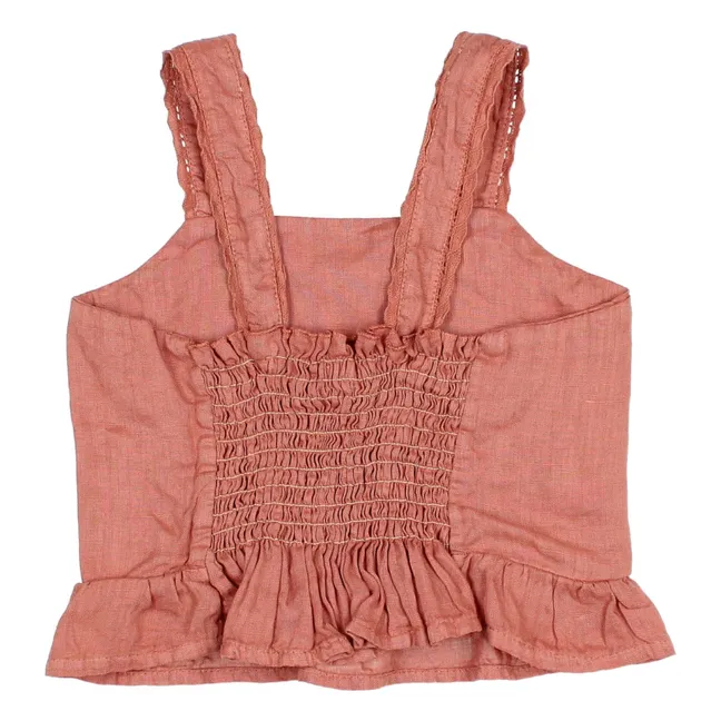 Top in lino tinta unita | Rosa antico