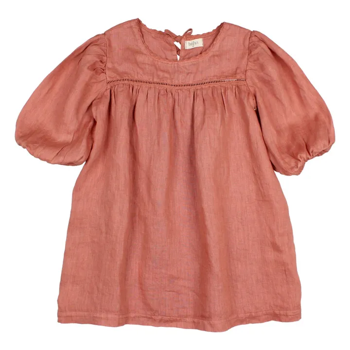 Robe Unie Lin | Vieux Rose- Image produit n°1