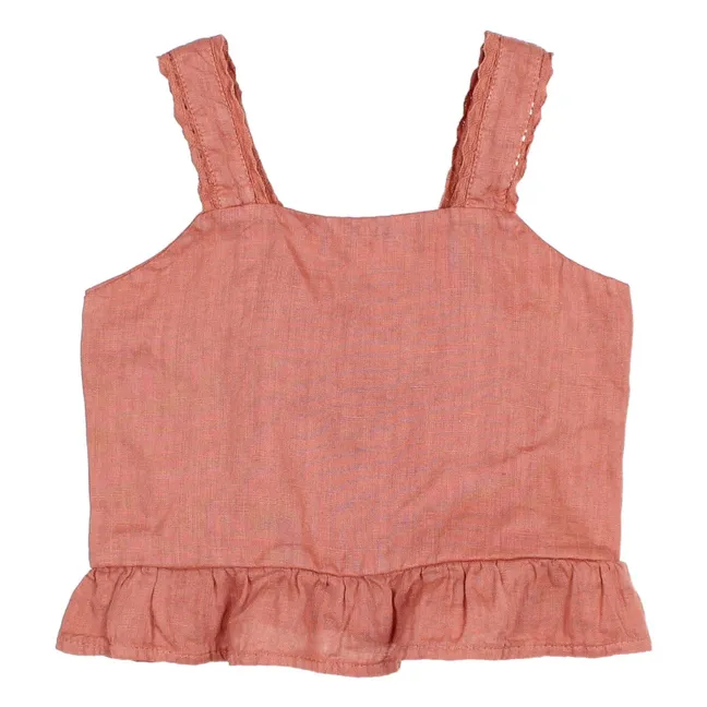 Top in lino tinta unita | Rosa antico