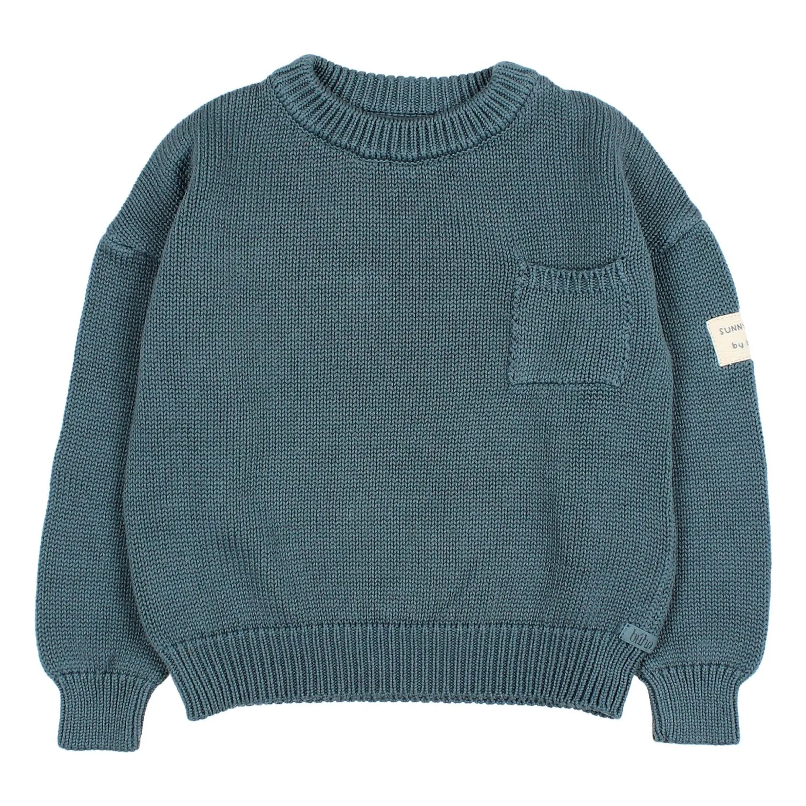 Búho - Pull Enfant - Coton Biologique - Bleu Canard - 10 ans