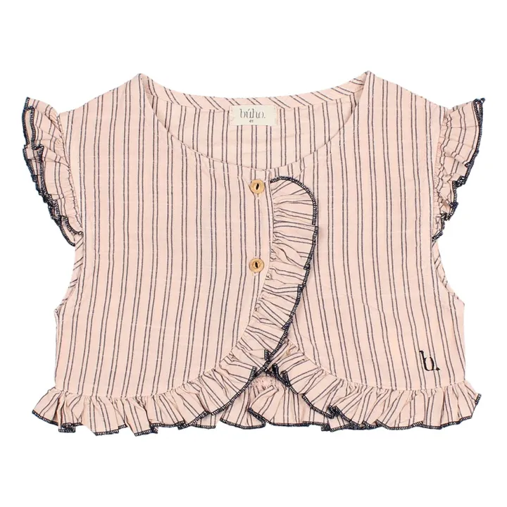 Gilet Sans Manches Rayures | Rose pâle- Image produit n°0