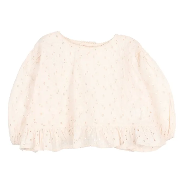 Blouse Manches 3/4 Broderie | Ivoire