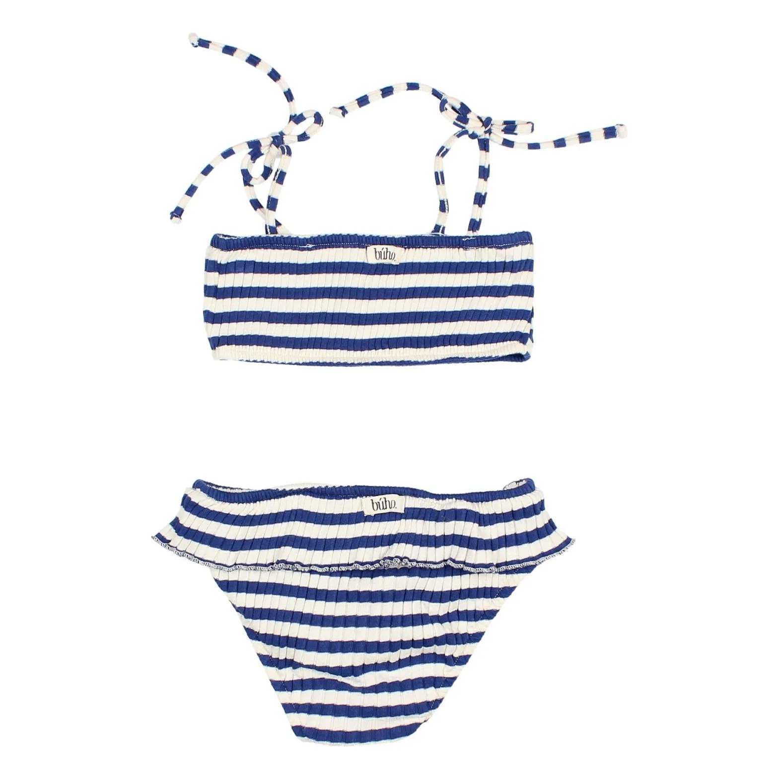 Maillot de Bain 2 pièces Côtelé Rayures Coton Bio | Bleu indigo- Image produit n°1