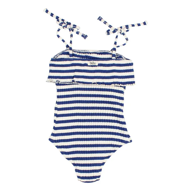 Maillot de Bain Côtelé Rayures Coton Bio | Bleu indigo