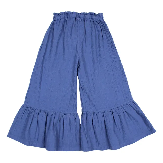 Pantalon Boho Coton Bio | Bleu indigo