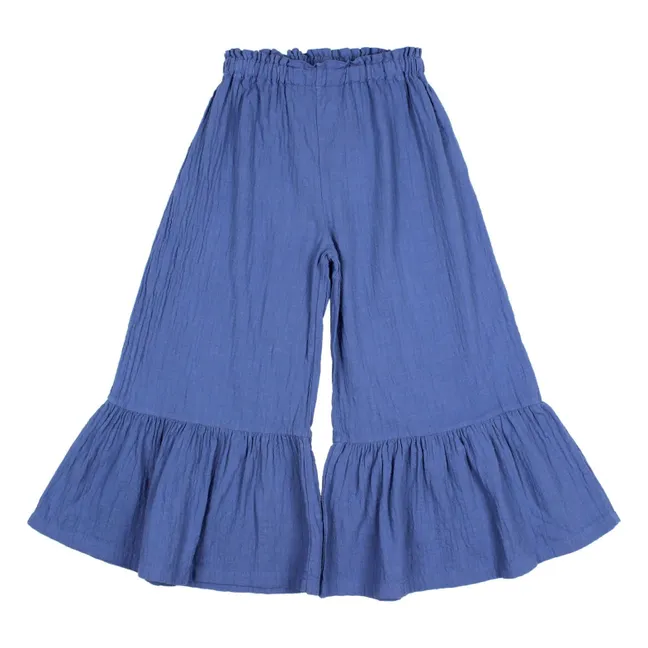 Pantalon Boho Coton Bio | Bleu indigo