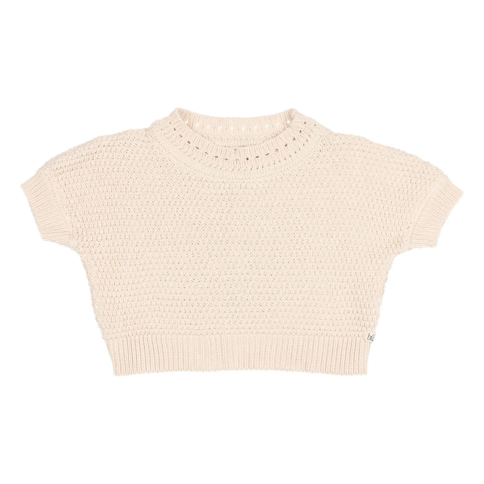 Búho Ivory Boho Cotton Organic Short Sleeve Sweater