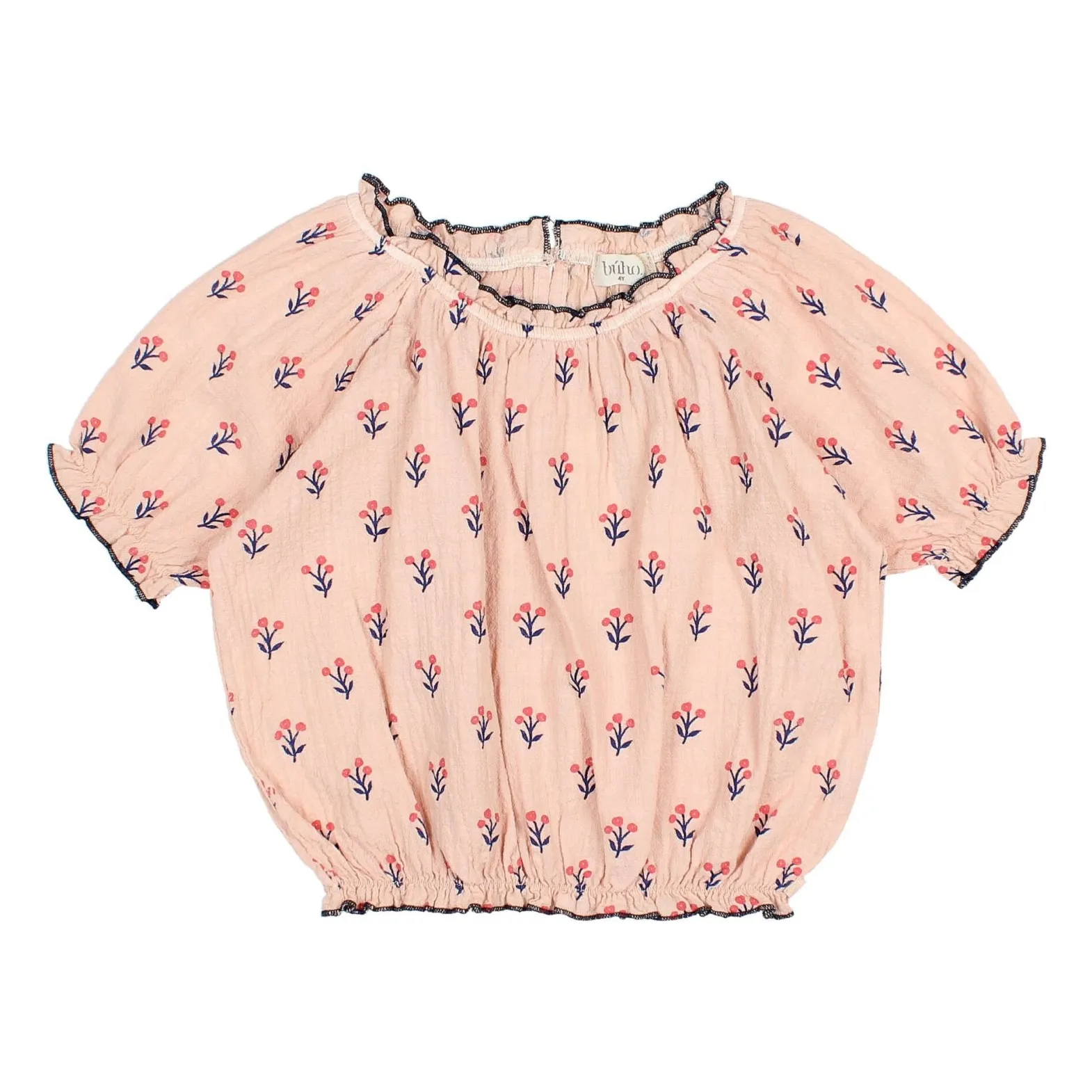 Búho Pale Pink Organic Cotton Capri Blouse