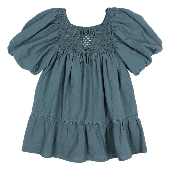Robe Boho Coton Bio | Bleu canard