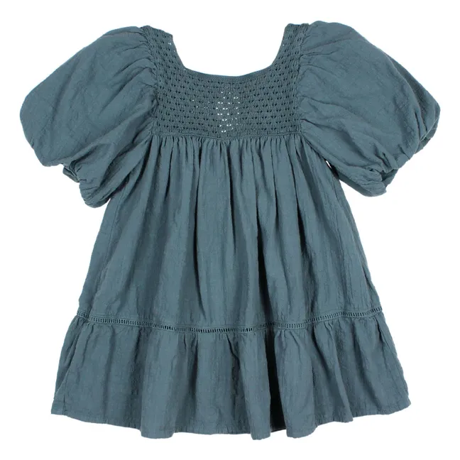 Robe Boho Coton Bio | Bleu canard