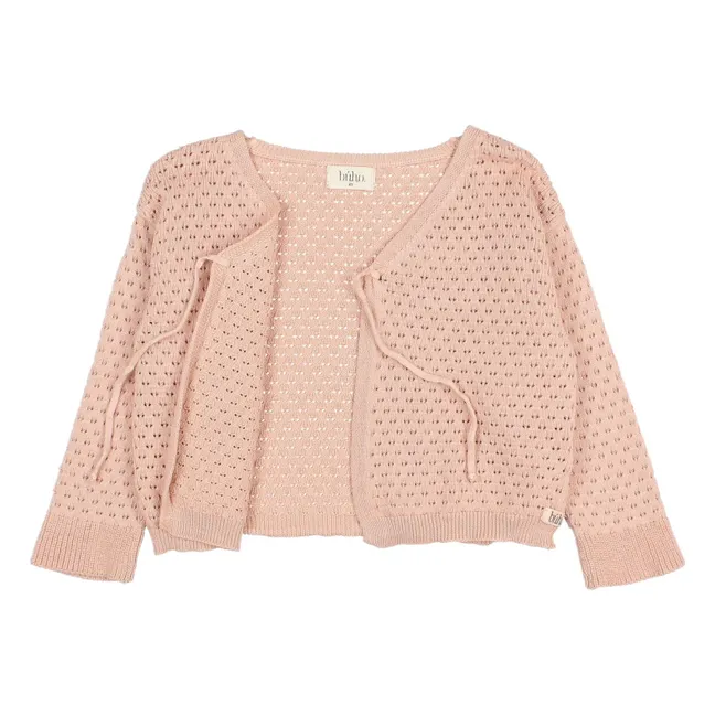 Boho Strickjacke aus Bio-Baumwolle | Altrosa