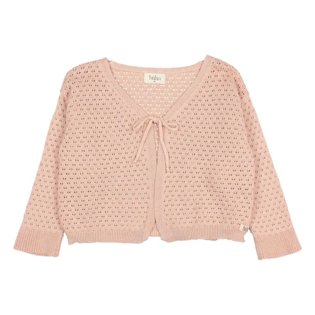 Boho Strickjacke aus Bio-Baumwolle | Altrosa