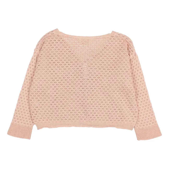Boho Strickjacke aus Bio-Baumwolle | Altrosa