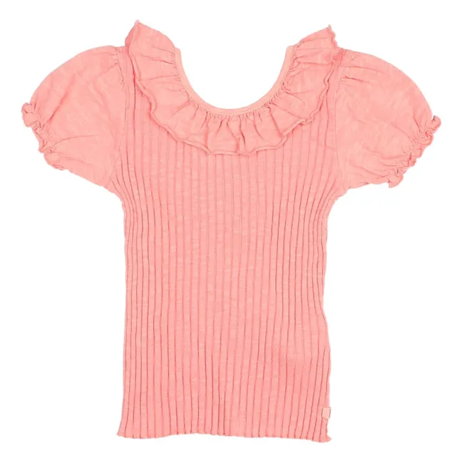 T-Shirt Volants Bio-Baumwolle | Korallenfarben