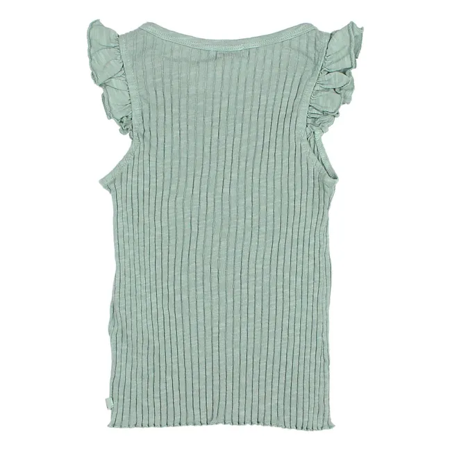 Débardeur Volants Coton Bio | Vert céladon