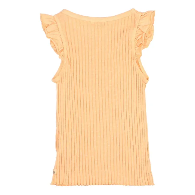 Organic cotton ruffled tank top | Apricot