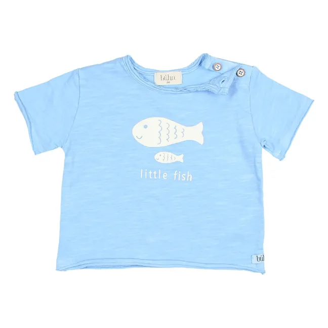 Maglietta Little Fish Cotone organico | Azzurro