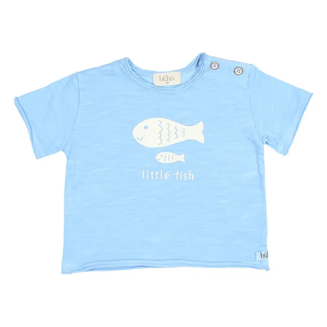 Maglietta Little Fish Cotone organico | Azzurro