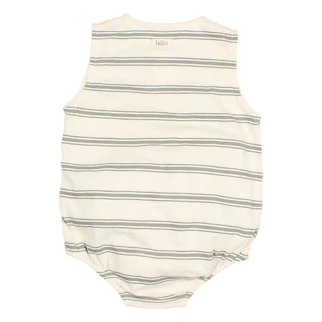 Organic cotton striped romper | Celadon