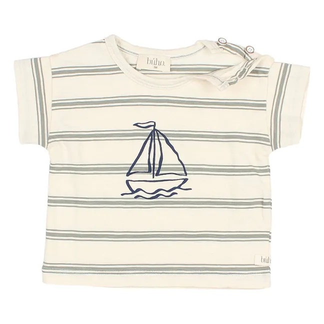 T-shirt Baby Stripes in cotone biologico | Celadon