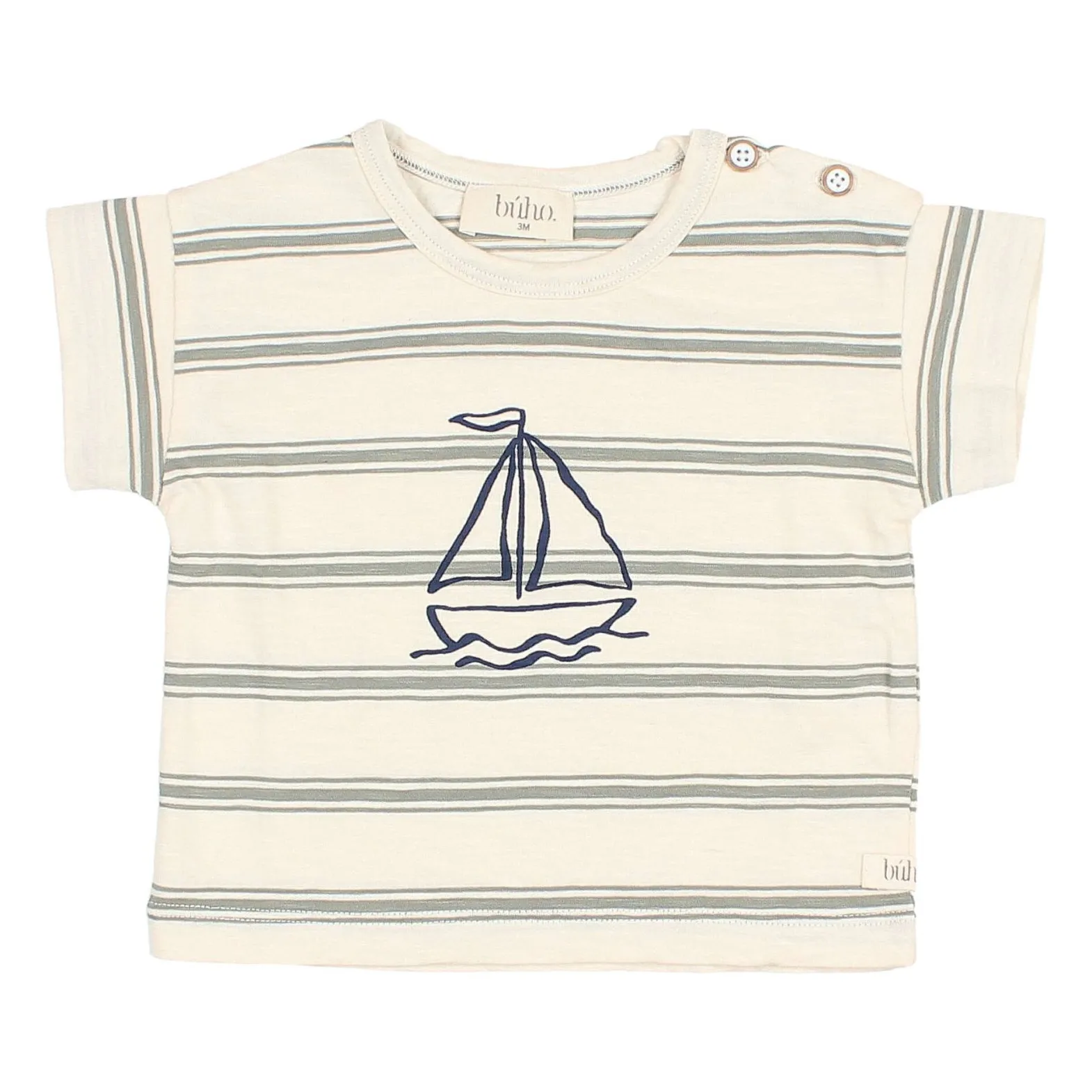 Búho - T-shirt Bébé Manches Courtes - Coton Bio - Vert Céladon - 18 Mois