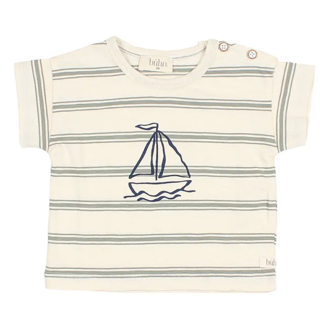 T-shirt Baby Stripes in cotone biologico | Celadon