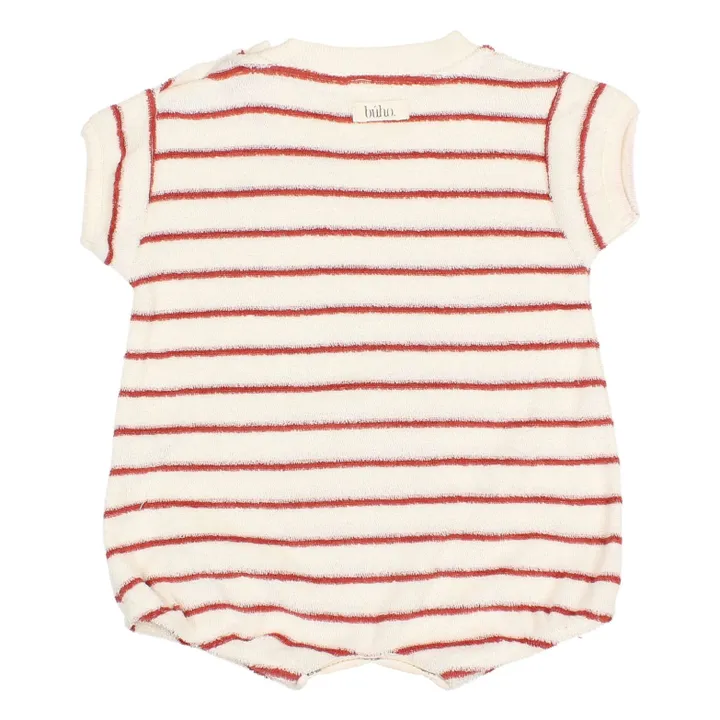 Terry romper Stripes Organic Cotton Towelling | Red- Product image n°2
