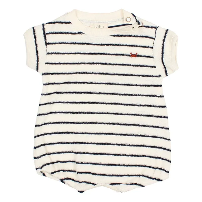 Terry romper Stripes Organic Cotton Towelling | Blue