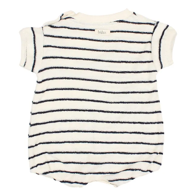 Terry romper Stripes Organic Cotton Towelling | Blue