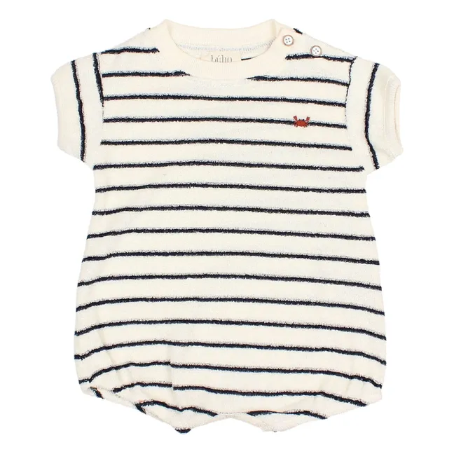 Terry romper Stripes Organic Cotton Towelling | Blue