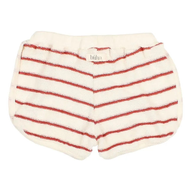 Terry Stripes Organic Cotton Baby Shorts | Red