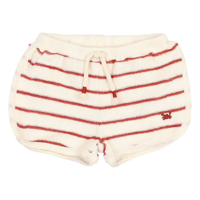 Pantaloncini da bambino in cotone biologico Terry Stripes | Rosso
