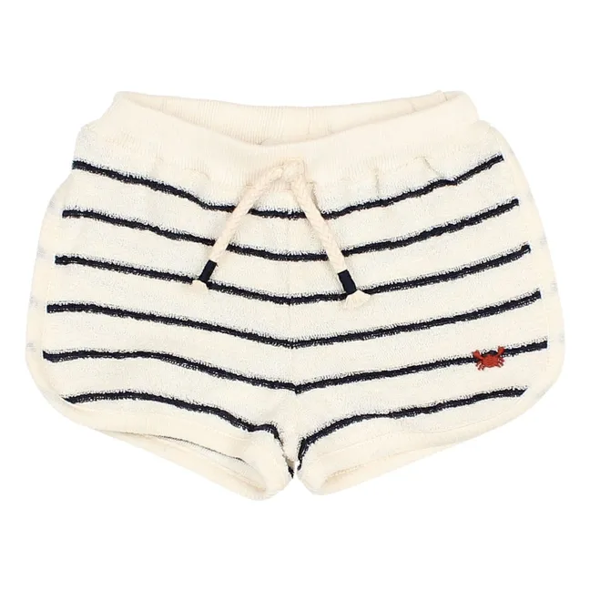 Pantaloncini da bambino in cotone biologico Terry Stripes | Blu