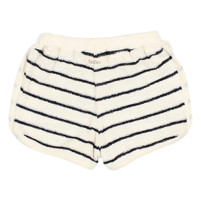 Pantaloncini da bambino in cotone biologico Terry Stripes | Blu