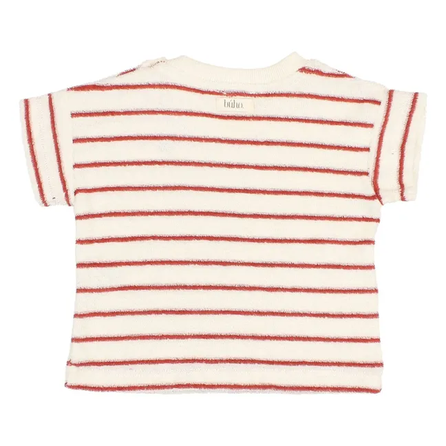 T-Shirt Terry Streifen Frottee Baby Bio-Baumwolle | Rot