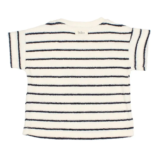 Camiseta de rayas de rizo para bebé Algodón orgánico | Azul