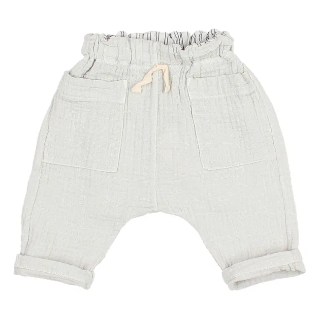 Pantalones de gasa de algodón ecológico | Gris Claro