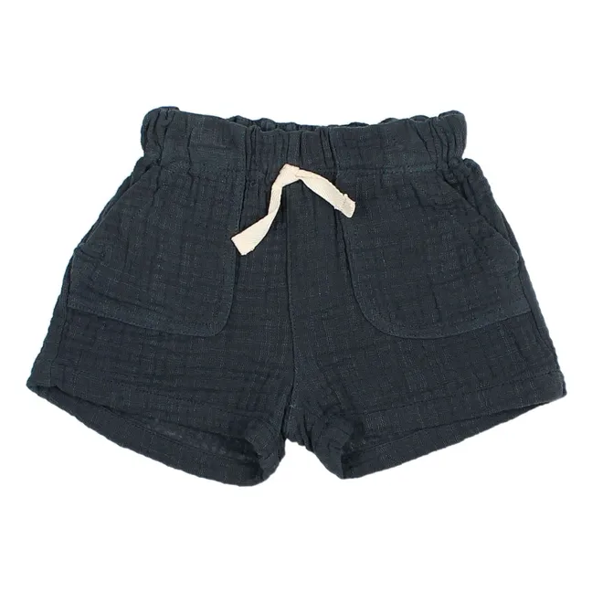 Pantaloncini da bambino in garza di cotone biologico | Blu notte