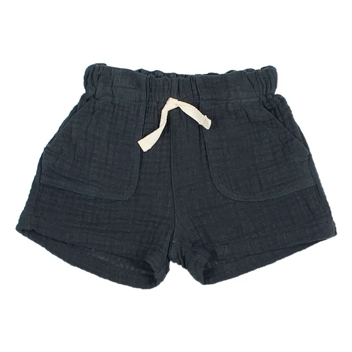 Short Bébé Gaze de Coton Bio | Bleu nuit- Image produit n°0