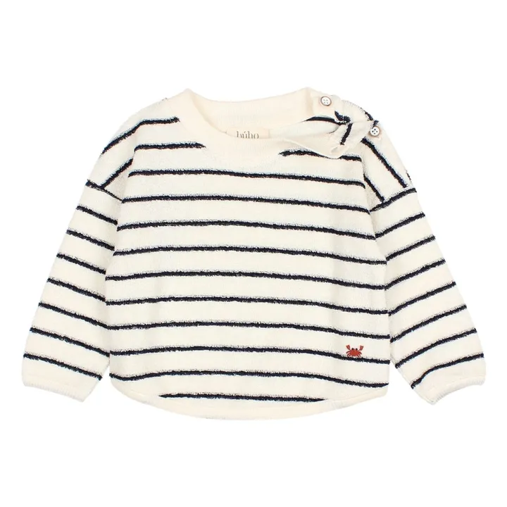 Sweat Terry Rayures Eponge Bébé Coton Bio | Bleu- Image produit n°4
