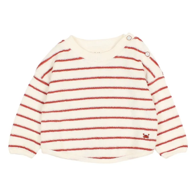 Sudadera de rayas de rizo de algodón orgánico para bebé | Rojo