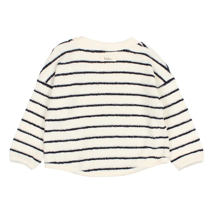 Sweat Terry Rayures Eponge Bébé Coton Bio | Bleu- Image produit n°3