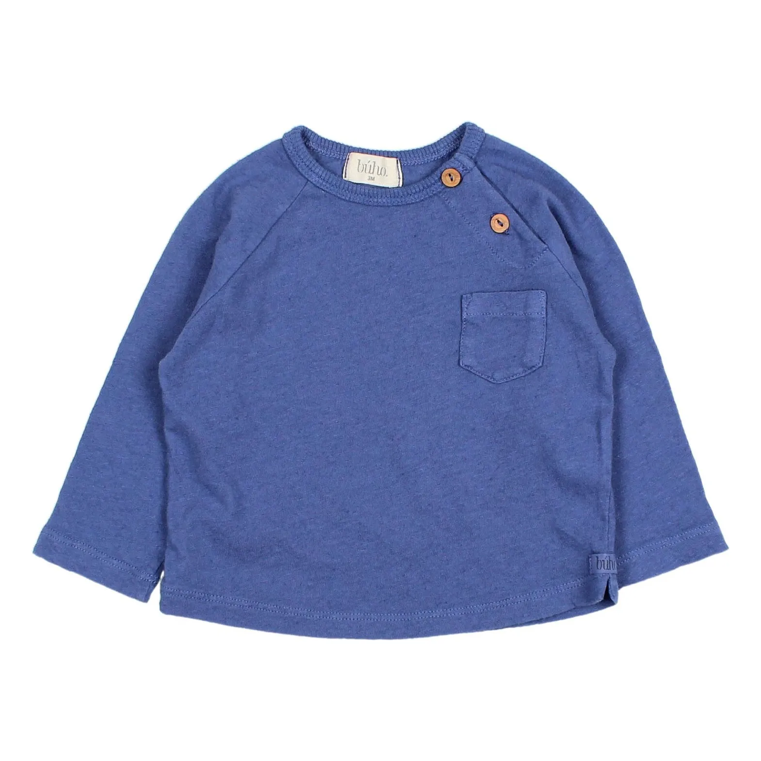 Búho Indigo Long-Sleeved Linen T-Shirt
