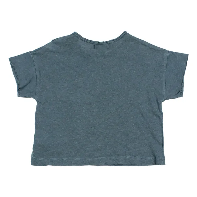 T-Shirt Kurzarm Leinen | Pfauenblau
