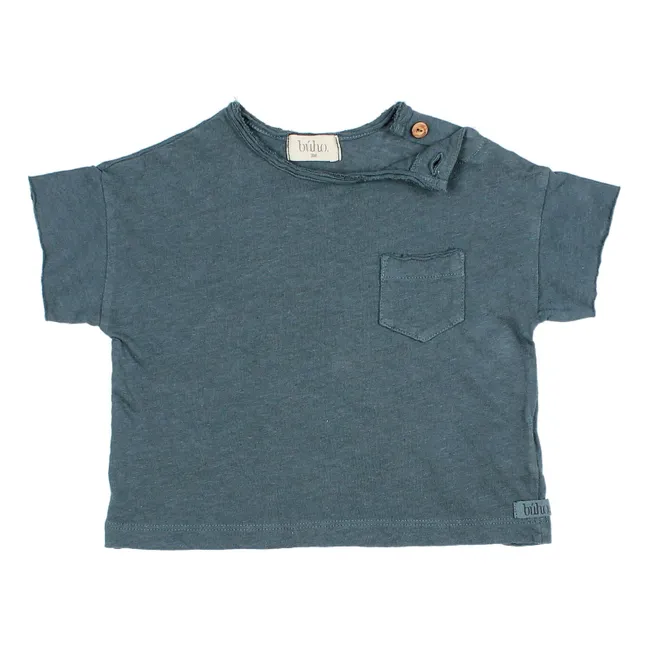 T-Shirt Kurzarm Leinen | Pfauenblau
