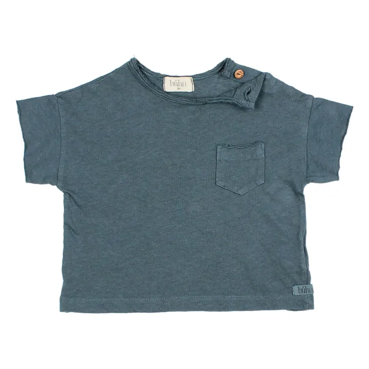 T-Shirt Kurzarm Leinen | Pfauenblau- Produktbild Nr. 4